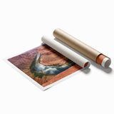 Extra large rolled print of Horseshoe Bend in Arizona with earthy tones, ideal for classy bathroom wall art.