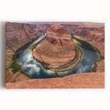 Black and white image of Horseshoe Bend, Arizona on stretched canvas, ideal for kitchen wall art.