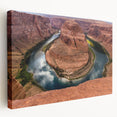 Panoramic view of Horseshoe Bend in Arizona on a large stretched canvas, featuring earthy tones, ideal for kitchen wall art.