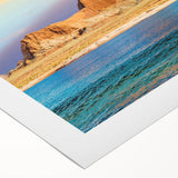 Art deco poster of Lake Powell with muted earth tones on rolled canvas, suitable for dining room wall art.