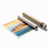 Extra large rolled print of Lake Powell with serene blue and beige tones, ideal for classy bathroom wall art.