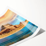 Extra large rolled print of Lake Powell, featuring calm blue waters and rocky terrain, ideal for large living room wall art.