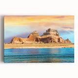 Black and white photograph of Lake Powell on stretched canvas, ideal for kitchen wall art.