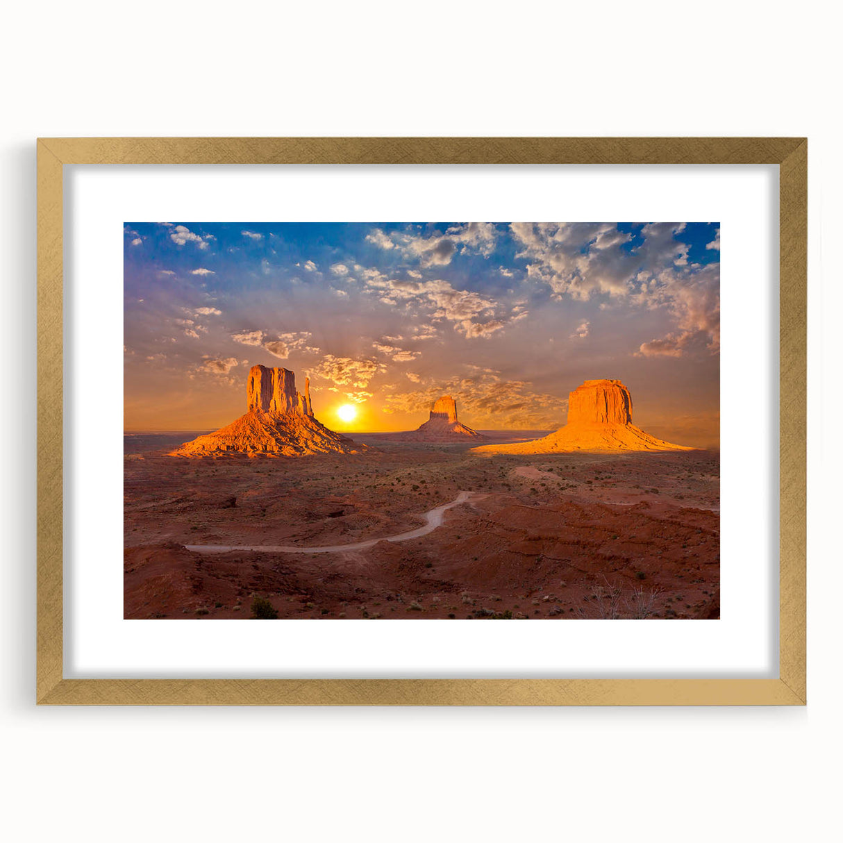 Extra large wall art of Monument Valley in muted earth tones on a textured canvas, ideal for living room decor.