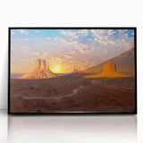 Large abstract wall art depicting Monument Valley in muted earth tones on a framed acrylic.