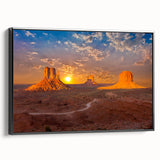 Black and white framed canvas of Monument Valley, ideal for bedroom wall decor.