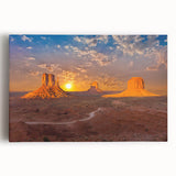 Black and white photograph of Monument Valley on large stretched canvas, suitable for kitchen art.