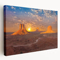 Monument Valley landscape on large stretched canvas with vivid red and orange tones, suitable for kitchen wall art.