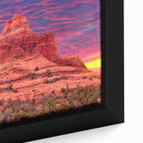 Extra large framed canvas of Sedona landscape in textured style, featuring black outlines with vibrant colors.