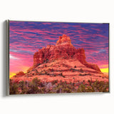 Landscape art painting of Sedona, Arizona on a framed canvas, featuring vibrant red and orange tones.