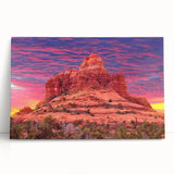 Black and white image of Sedona landscape on stretched canvas, suitable as large kitchen wall art.