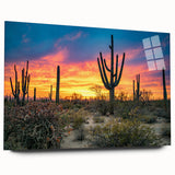 Large abstract depiction of the Sonoran Desert in muted earth tones on acrylic glass.