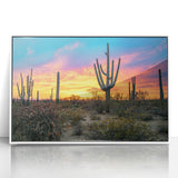 Acrylic print of the Sonoran Desert in Arizona, featuring earthy tones and art deco style, ideal for modern art wall decor.