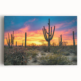 Black and white photo of the Sonoran Desert on stretched canvas, suitable as large kitchen wall art.