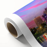 Art Deco-style poster of Arkansas scenery on rolled canvas, featuring muted earth tones, ideal for nursery wall art.