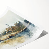 Extra large rolled print depicting line art flowers in muted earth tones, ideal for large living room wall art.