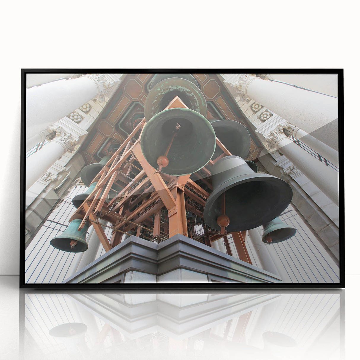 Large abstract wall art depicting Berkeley, California, in muted earth tones on a black framed acrylic.