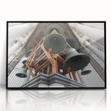 Large abstract wall art depicting Berkeley, California, in muted earth tones on a black framed acrylic.