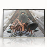 Framed acrylic print of Berkeley, California in mid-century modernist style with muted earth tones.