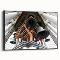 Black and white framed canvas of Berkeley landscape in vintage poster style, ideal for bedroom decor.