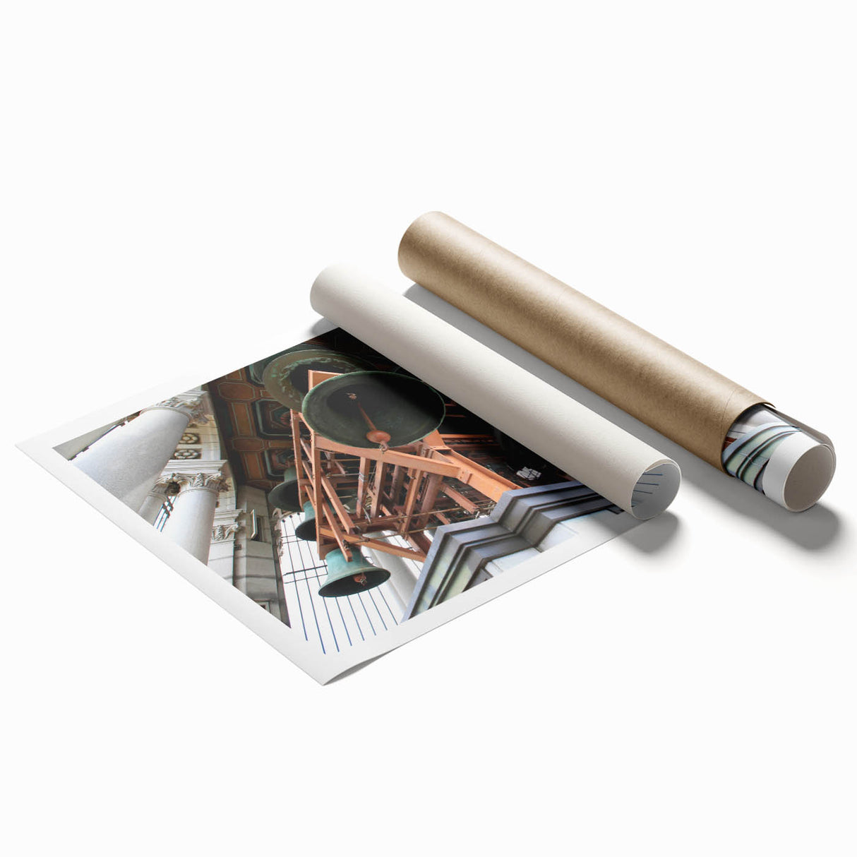 Extra large rolled print of a serene Berkeley landscape with lush floral details in soft green and blue tones.