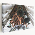 Large art of the Berkeley, California skyline in muted earth tones on stretched canvas, ideal for kitchen wall art.