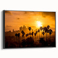 Black and white framed canvas of Beverly Hills landscape, ideal for bedroom wall art.