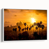 Vintage poster art of Beverly Hills with colorful accents on a large framed canvas, ideal for living room decor.