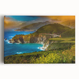 Black and white photo of Big Sur on stretched canvas, suited for kitchen wall art.