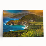 Black and white photo of Big Sur on stretched canvas, ideal for kitchen wall art or bedroom ambiance.