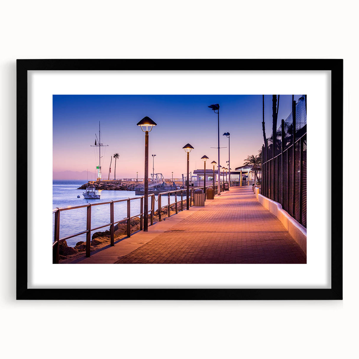 Extra large abstract art print of colorful, textured California scenery on a black framed canvas.
