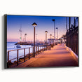 Black and white framed canvas featuring a vintage-style Catalina, California landscape, ideal for bedroom wall decor.