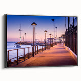 Black and white framed canvas featuring a vintage-style Catalina, California landscape, ideal for bedroom wall decor.
