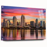 Acrylic glass print of the Coronado, California scenery, featuring muted earth tones, ideal for bedroom or dining room decor.