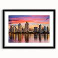 Extra large textured abstract art print of colorful California scenery on a black framed canvas, ideal for living room decor.
