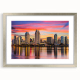 Textured abstract art print depicting a serene California coastline in soft blue and gray tones on a framed canvas.