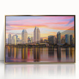 Mid-century modernist style large art print of Coronado, California scenery in gold frame.