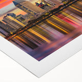 Art deco poster featuring the Coronado, California skyline in muted blue and peach tones on rolled canvas.