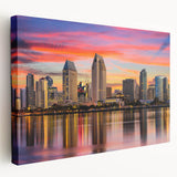 Side view of a stretched canvas featuring a realistic depiction of Coronado, California, in muted earth tones.