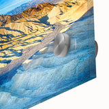 Acrylic print of a large abstract depiction of Death Valley in muted earth tones, ideal for dining room art.