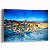 Landscape art painting of Death Valley on a framed canvas, featuring muted earth tones and vintage poster style.