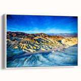 Vintage poster art of Death Valley with vibrant earth tones on a large framed canvas, ideal for living room decor.