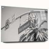 Acrylic print of a large abstract depiction of the Hollywood skyline in muted earth tones.