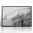 Large abstract wall art depicting the Hollywood, California skyline in muted black and gray tones on a framed acrylic panel.
