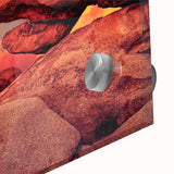 Mid-century modernist Joshua Tree scenery on acrylic glass, featuring earthy tones, ideal for dining room art.