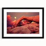 Abstract art print of Joshua Tree with vibrant, textured colors on a large black-framed canvas, ideal for living room decor.