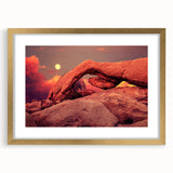 Extra large abstract art print of Joshua Tree, in textured gold frame, ideal for living room decor.