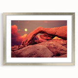 Textured art print of Joshua Tree in muted earth tones, framed in silver, ideal for bedroom ambiance.