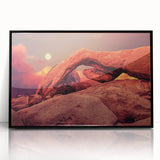 Large abstract wall art depicting Joshua Tree landscape in muted earth tones on a framed acrylic.