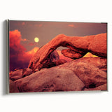Framed canvas landscape art painting of Joshua Tree, with muted earth tones, ideal for a vintage-themed living room.